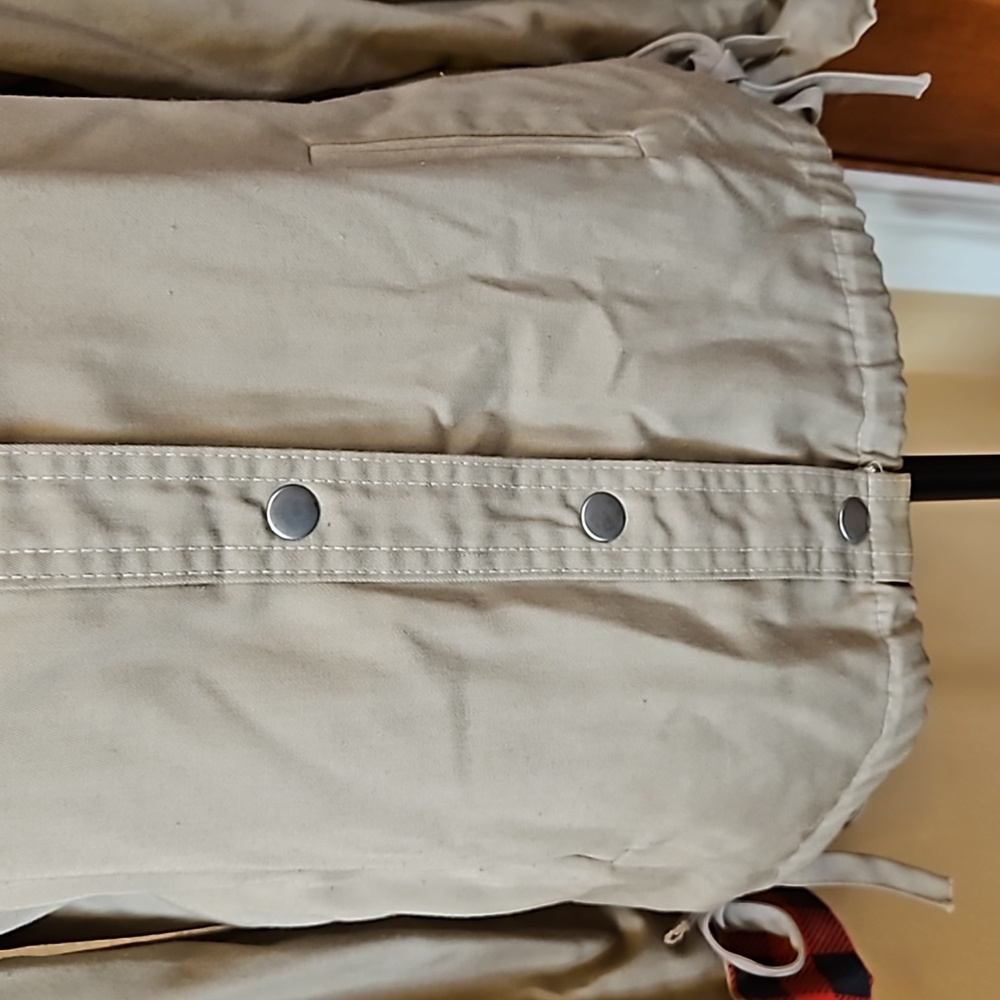 VINTAGE SEARS BAZAAR JACKET 9 JR PLAID TAN RED 70s 80s - Picture 5 of 11